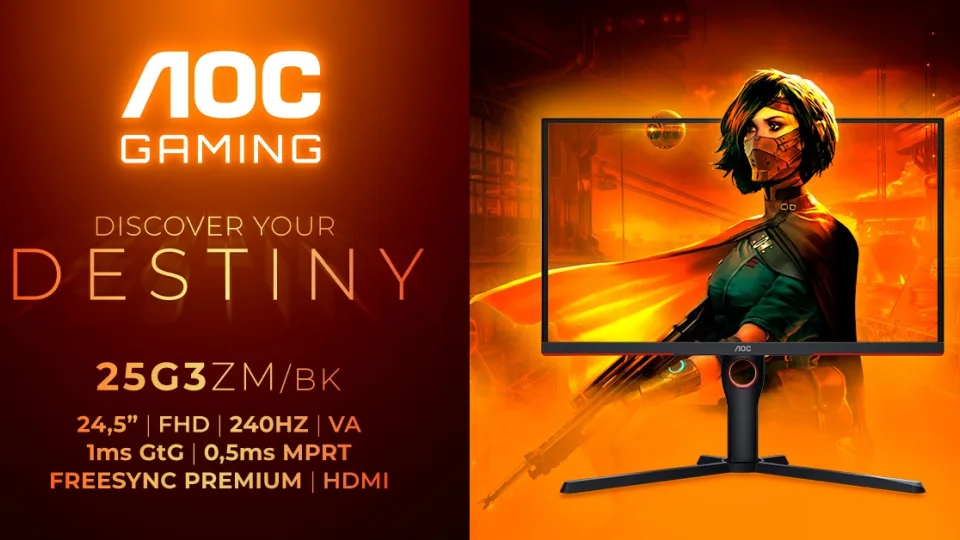 „AGON by AOC“ pristato ryškų, didelio kontrasto 24,5″ 240 Hz esporto monitorių