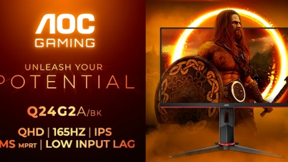 Ryškios detalės ir aiškus greitas judesys naujajame „AGON by AOC“ 24 colių QHD žaidimų monitoriuje AOC GAMING Q24G2A/BK