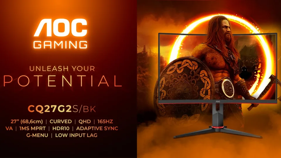 Pristatytas naujasis „AOC GAMING CQ27G2S/BK“ monitorius - kur 1500R išlinkis sutinka geriausias savybes žaidimams