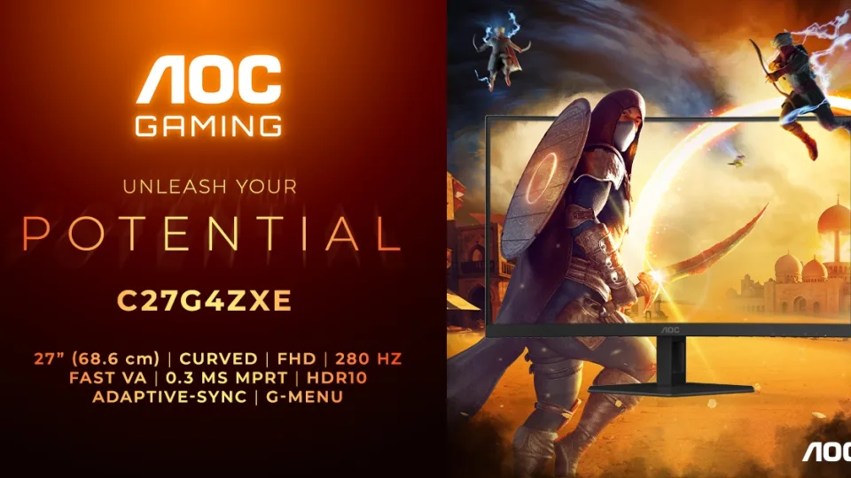 Užtikrintas pranašumas su naujuoju „AOC GAMING C27G4ZXE“ monitoriumi: lenktas 27 colių ekranas ir 280 Hz dominavimas