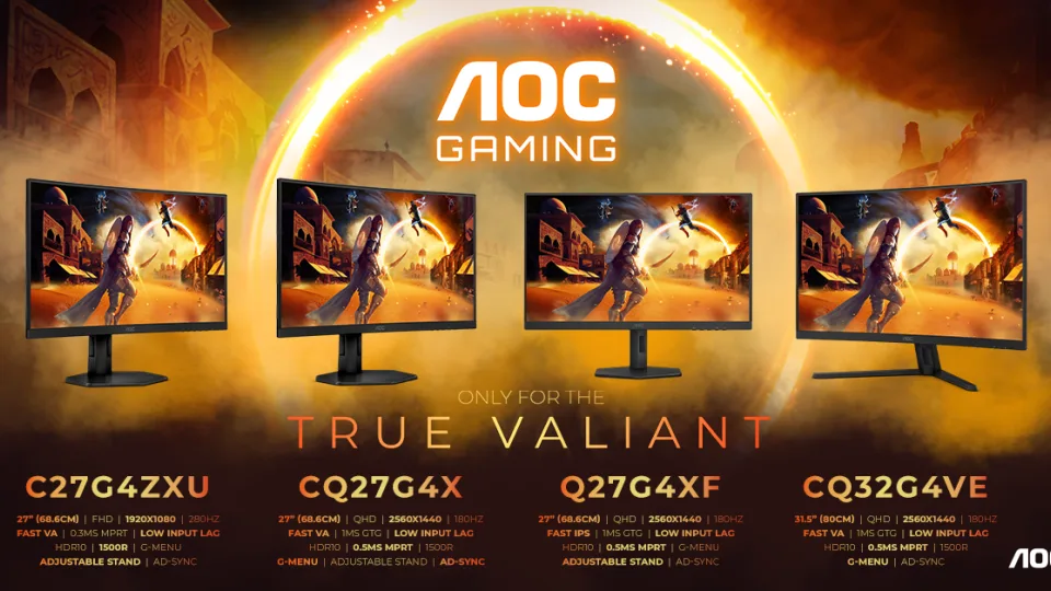 „AOC GAMING G4“ monitorių liniją papildė keturi nauji modeliai: atnaujinta monitorių serija nustebins grakščiomis linijomis ir galingomis specifikacijomis