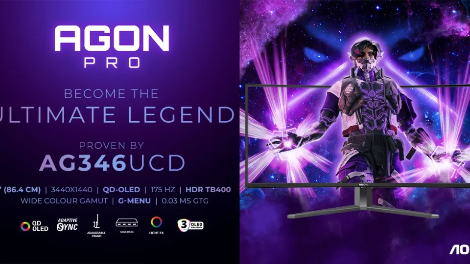„AGON by AOC“ pristato naująjį „AGON PRO AG346UCD“ monitorių: dar platesnis, drąsesnis ir ryškesnis, pasiūlys QD-OLED technologiją ir 175 Hz dažnį