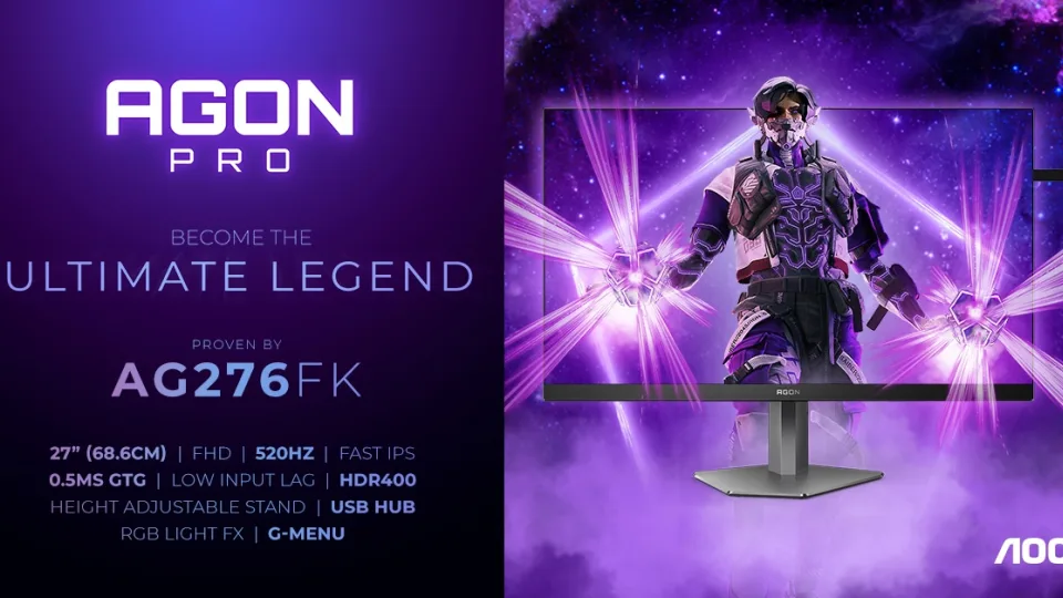 „AGON by AOC“ pristatė naują žaidimams skirtą monitorių: naujasis „AGON PRO AG276FK“ pasiūlys „Fast IPS“ ekraną ir net 520 Hz atsinaujinimo dažnį