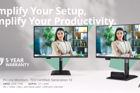 AOC pristato „Professional P4“ monitorių seriją: modeliai su iššokančiomis USB stotelėmis ir 5 metų garantija